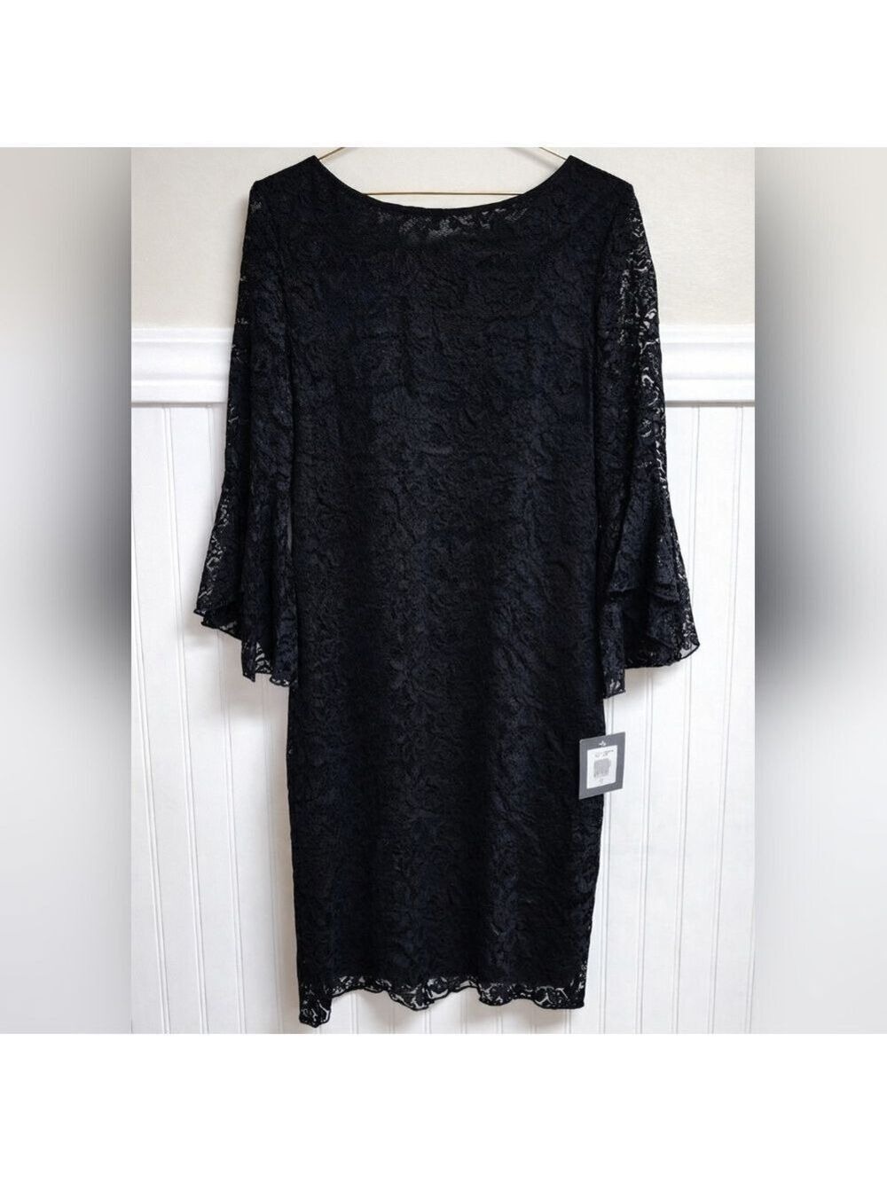 Marina Black Lace Bell Sleeve Midi Dress Size 12 - New With Tags